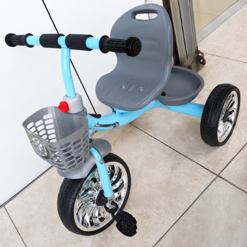 Kids Tricycle with Front Basket and Storage Tray Blue