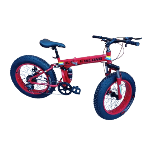 Yilong Foldable Fat Tire Mountain Bicycle Size 20 features dual suspension, disc brakes, and a foldable frame for versatile riding on city and off-road terrain.
