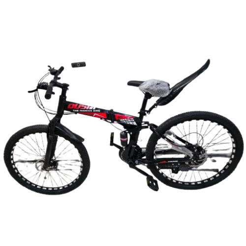 Foldable Mountain Bicycle Size 26 Full Suspension features a foldable frame, strong build, and full suspension system for smooth riding on city and off-road terrain.