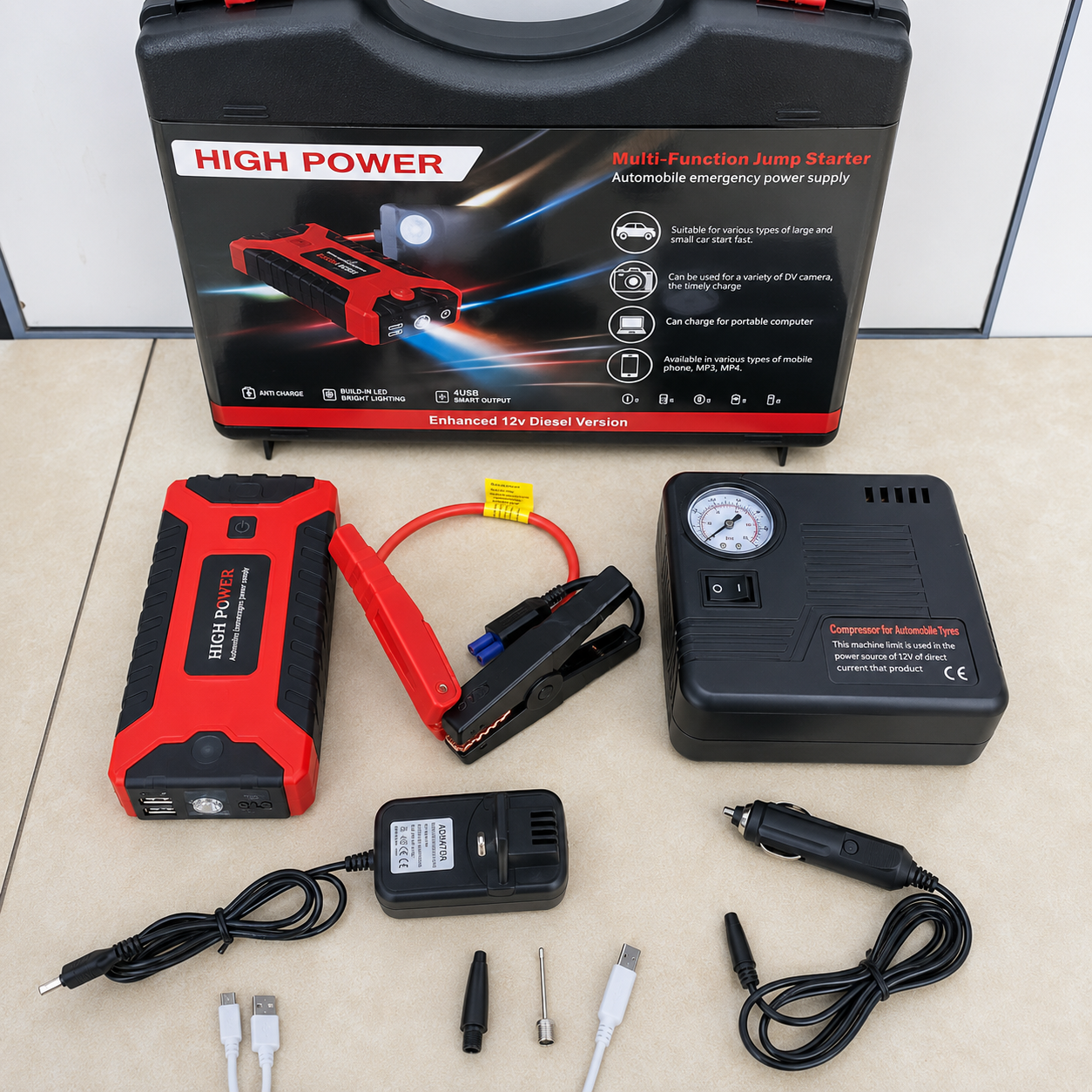 99800mAh Jump Starter with Air Compressor