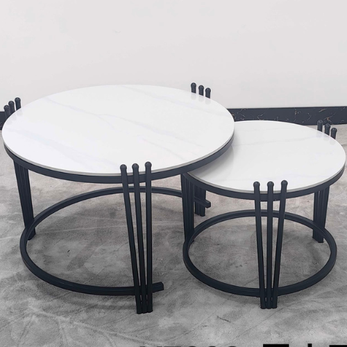 2-in-1 Executive Pure Marble Nesting Coffee Tables