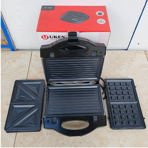 UKEN USM-109 3-in-1 Multi-Plate Sandwich & Waffle Maker